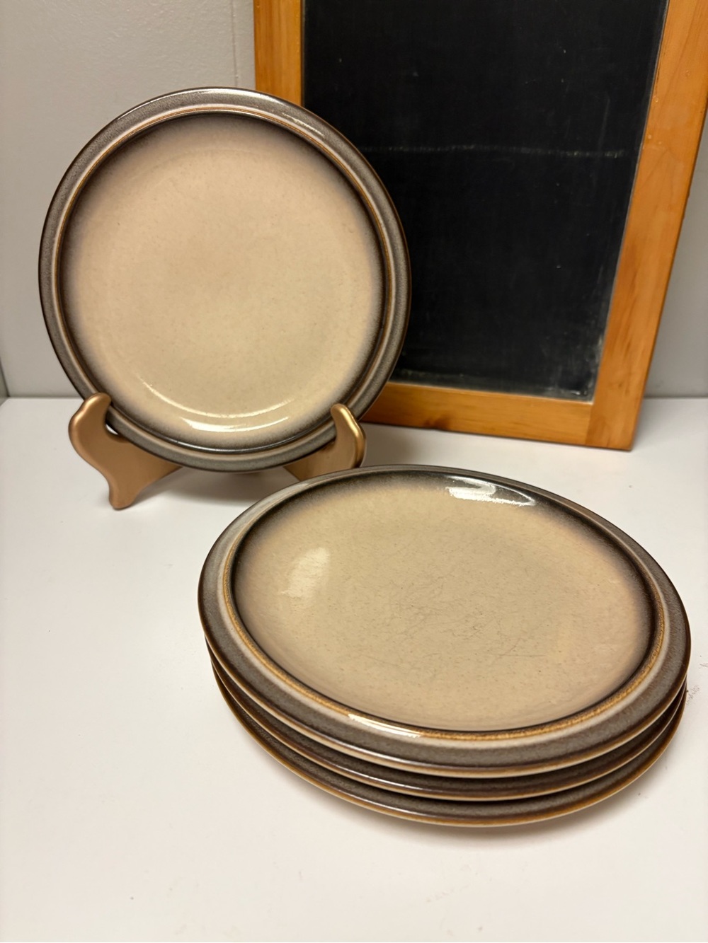 4 Vintage Denby “Sonnet” Bread and Butter Plates England Stoneware 7 3/8 GUC
